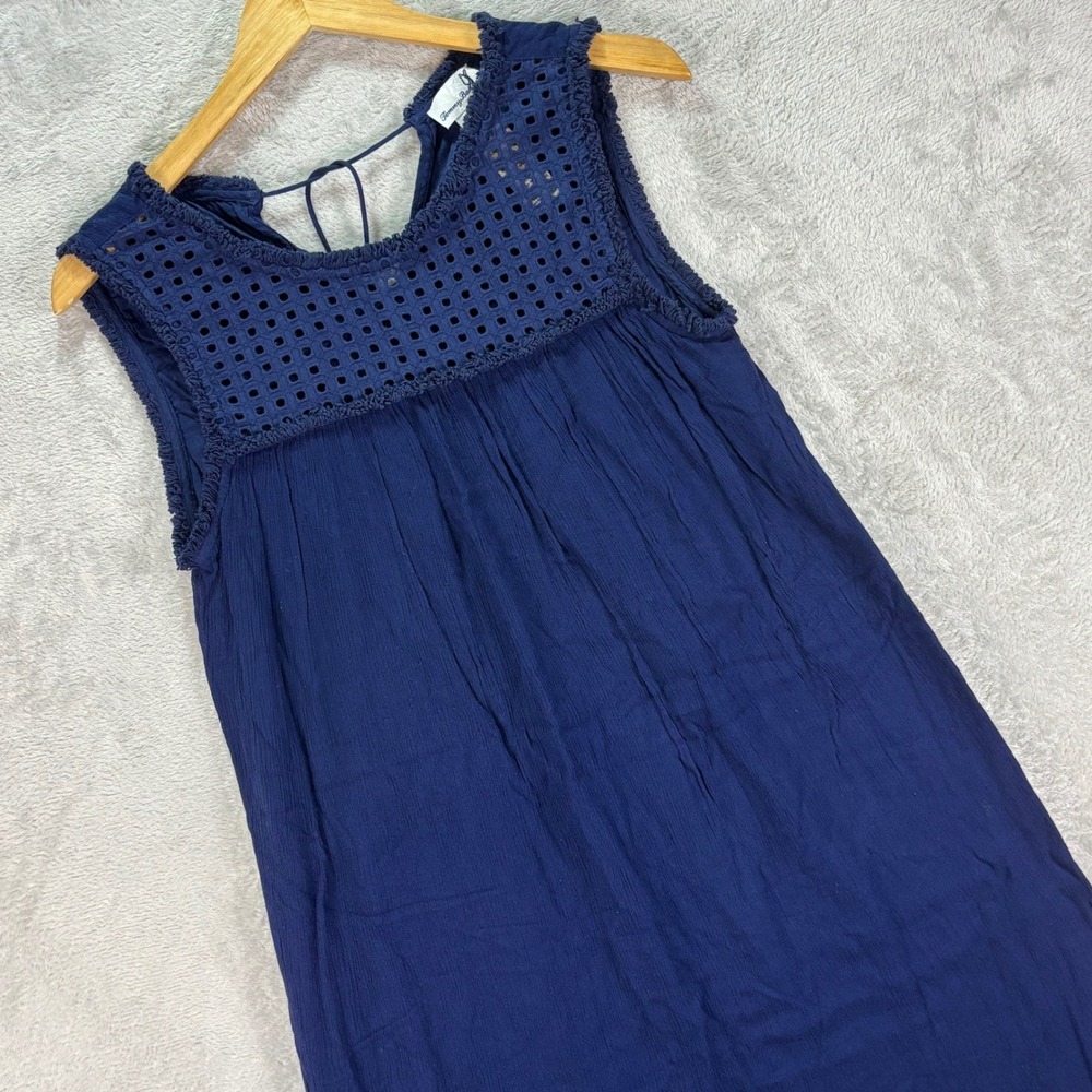 Tommy‎ Bahama Women's Sleeveless Eyelet Navy Shift Dress Boho Beachwear Sz S